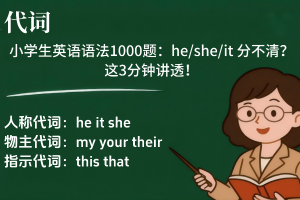 小学生英语语法1000题：he/she/it 分不清？这3分钟讲透！